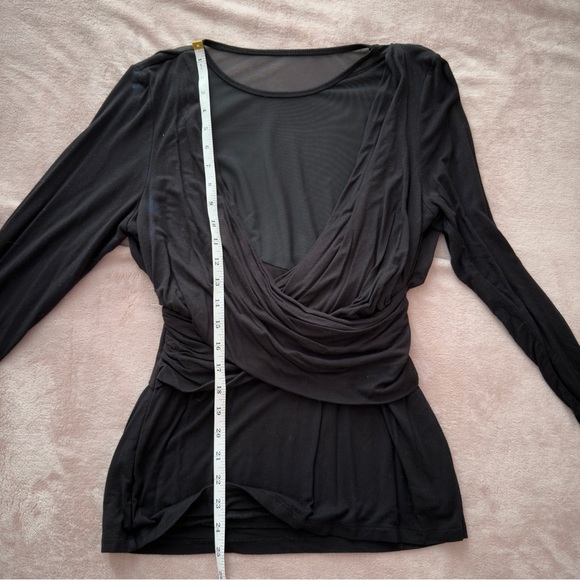 Carmen Elegant Black Drape Top with Mesh Large - Picture 5 of 7